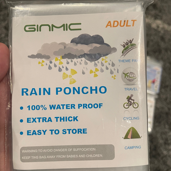 GINMIC Rain Waterproof Hooded Poncho Clear 4 Adults 4 Kids - Picture 3 of 3